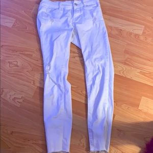White ripped jeans